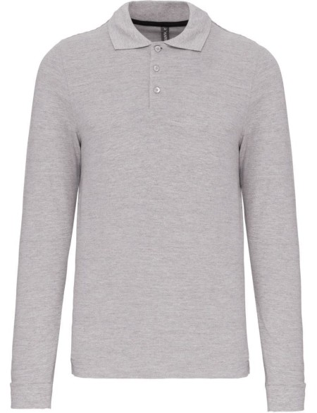 Pánské piqué polo s dlouhým rukávem - Oxford grey 3XL