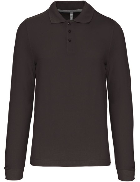 Pánské piqué polo s dlouhým rukávem - Dark grey S