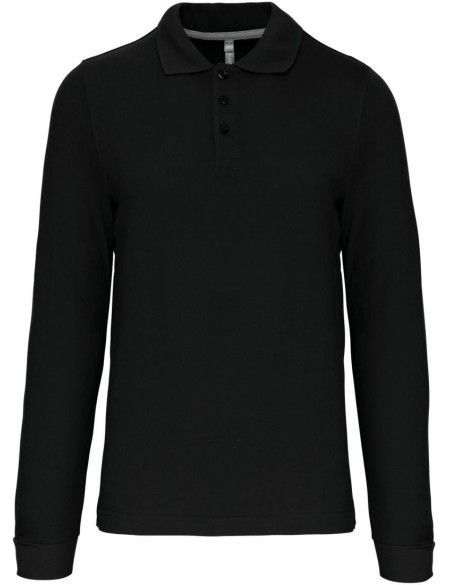 Pánské piqué polo s dlouhým rukávem - Black L