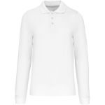 Pánské piqué polo s dlouhým rukávem - White XL