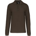 Pánské piqué polo s dlouhým rukávem - Dark khaki M