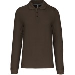 Pánské piqué polo s dlouhým rukávem - Dark khaki S