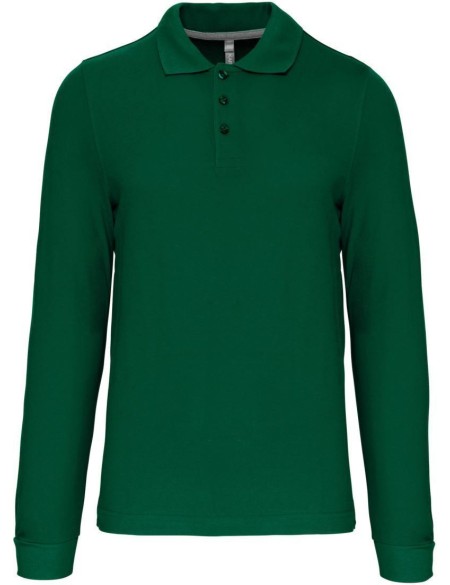 Pánské piqué polo s dlouhým rukávem - Kelly green XXL