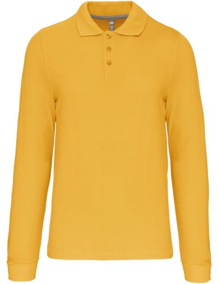 Pánské piqué polo s dlouhým rukávem - Yellow 3XL