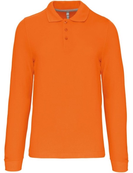 Pánské piqué polo s dlouhým rukávem - Orange S