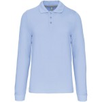 Pánské piqué polo s dlouhým rukávem - Sky blue XXL