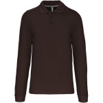 Pánské piqué polo s dlouhým rukávem - Chocolate 4XL