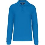 Pánské piqué polo s dlouhým rukávem - Tropical blue S