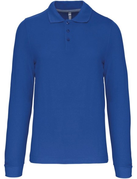 Pánské piqué polo s dlouhým rukávem - Light royal blue S