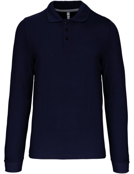 Pánské piqué polo s dlouhým rukávem - Navy XL