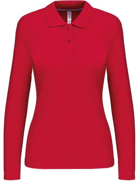 Dámské piqué polo s dlouhým rukávem K244 - Red