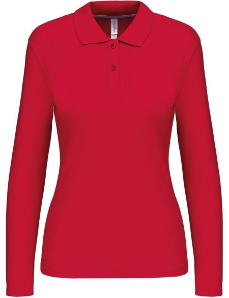 Dámské piqué polo s dlouhým rukávem K244 - Red XL