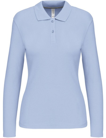 Dámské piqué polo s dlouhým rukávem K244 - Sky blue S