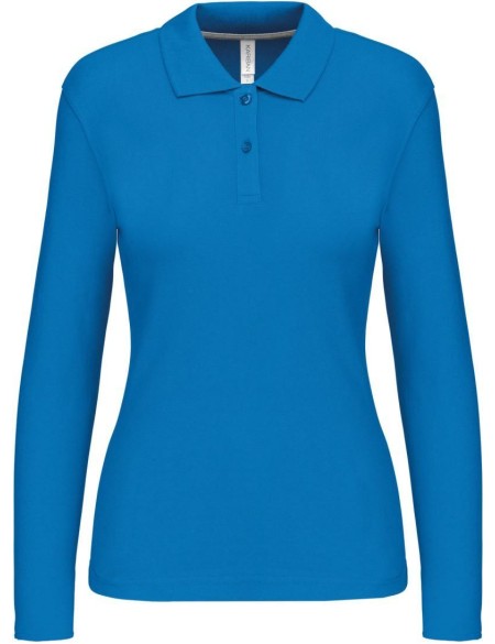 Dámské piqué polo s dlouhým rukávem K244 - Tropical blue S