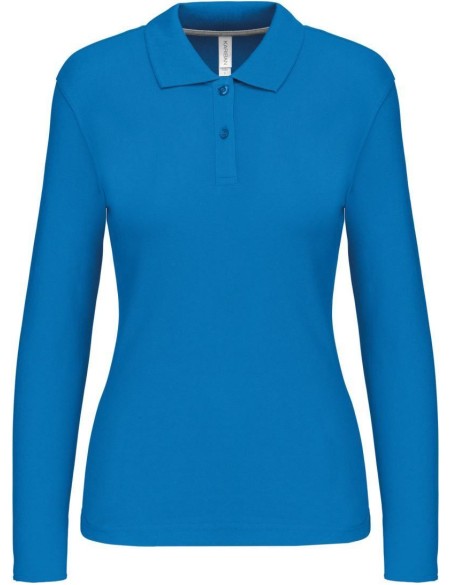 Dámské piqué polo s dlouhým rukávem K244 - Tropical blue M