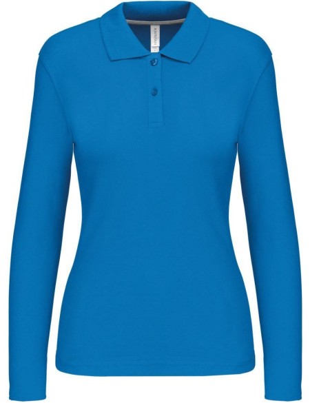 Dámské piqué polo s dlouhým rukávem K244 - Tropical blue L