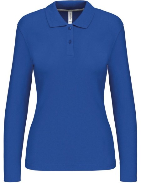 Dámské piqué polo s dlouhým rukávem K244 - Light royal blue M