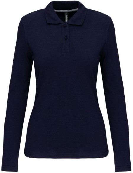 Dámské piqué polo s dlouhým rukávem K244 - Navy S