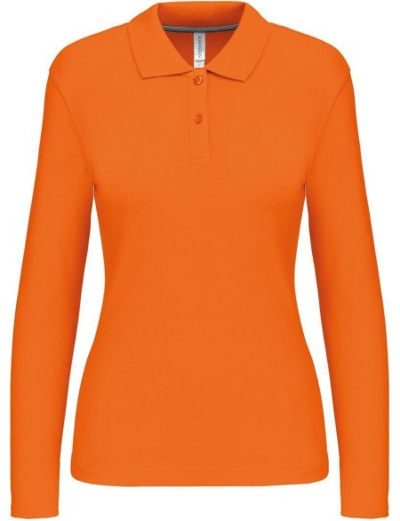 Dámské piqué polo s dlouhým rukávem K244 - Orange XXL