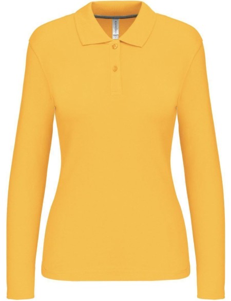 Dámské piqué polo s dlouhým rukávem K244 - Yellow 3XL