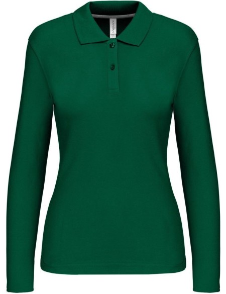 Dámské piqué polo s dlouhým rukávem K244 - Kelly green S