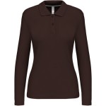 Dámské piqué polo s dlouhým rukávem K244 - Chocolate XL