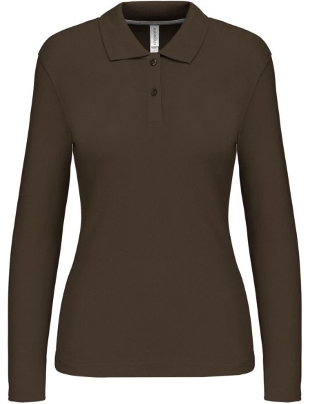 Dámské piqué polo s dlouhým rukávem K244 - Dark khaki S