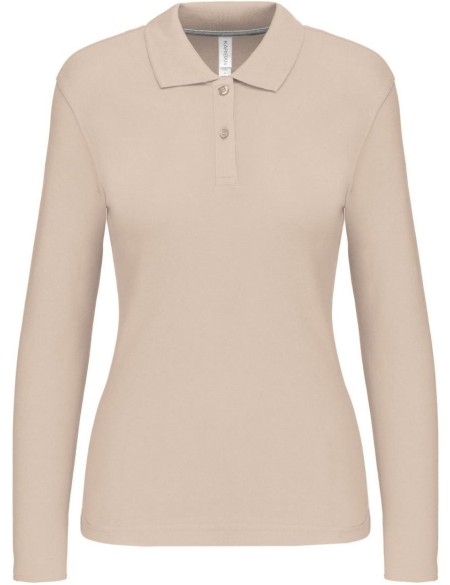 Dámské piqué polo s dlouhým rukávem K244 - Light sand S