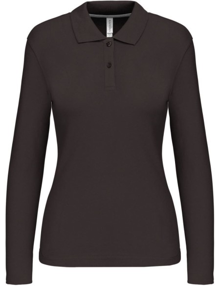 Dámské piqué polo s dlouhým rukávem K244 - Dark grey S