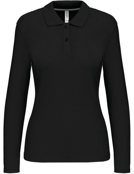 Dámské piqué polo s dlouhým rukávem K244 - Black S