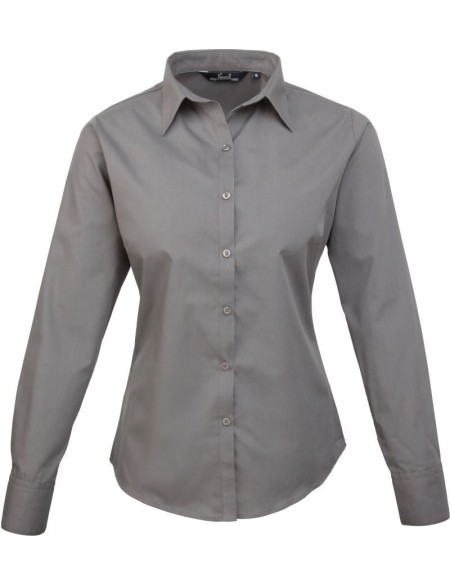 Popelínová halenka s dlouhým rukávem PR 300 - Dark grey 5XL