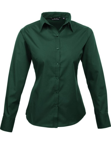 Popelínová halenka s dlouhým rukávem PR 300 - Bottle green 5XL