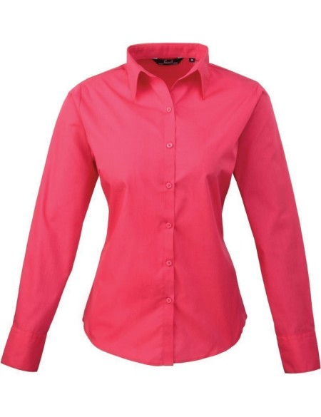 Popelínová halenka s dlouhým rukávem PR 300 - Hot pink 3XL