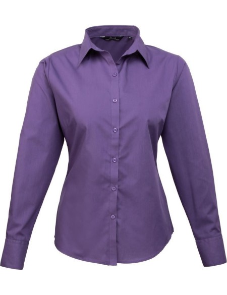 Popelínová halenka s dlouhým rukávem PR 300 - Purple XXS