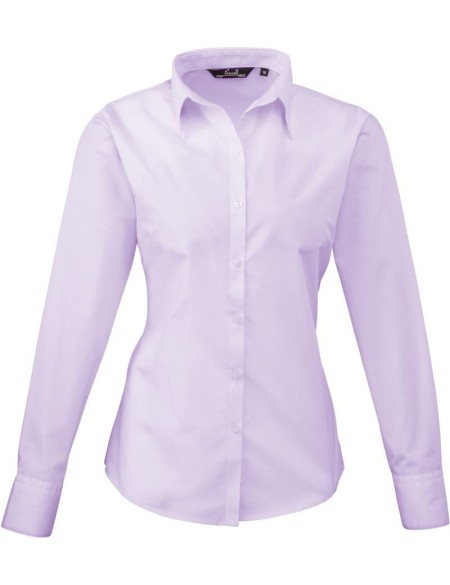 Popelínová halenka s dlouhým rukávem PR 300 - Lilac XXS