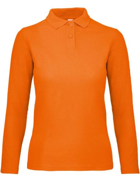 Dámské piqué polo s dlouhým rukávem - Orange