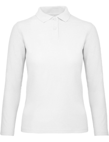 Dámské piqué polo s dlouhým rukávem - White S