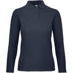 Dámské piqué polo s dlouhým rukávem - Navy M