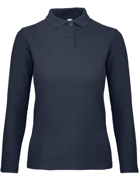 Dámské piqué polo s dlouhým rukávem - Navy 3XL
