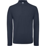 Pánské piqué polo s dlouhým rukávem - Navy XS