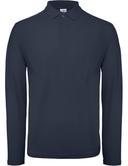 Pánské piqué polo s dlouhým rukávem - Navy XS