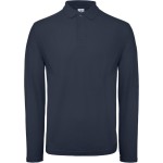 Pánské piqué polo s dlouhým rukávem - Navy XXL