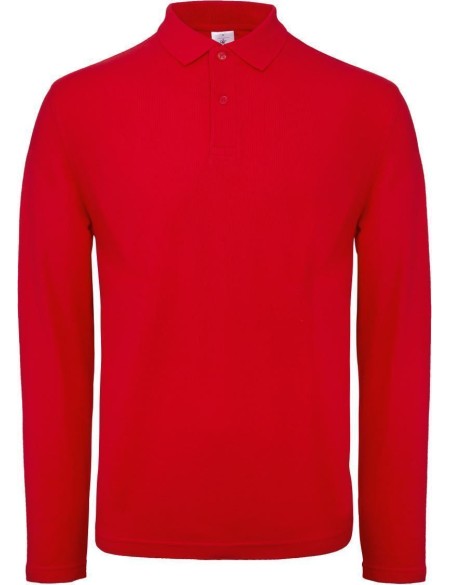 Pánské piqué polo s dlouhým rukávem - Red XXL