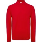 Pánské piqué polo s dlouhým rukávem - Red 4XL