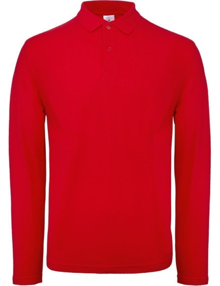 Pánské piqué polo s dlouhým rukávem - Red 4XL