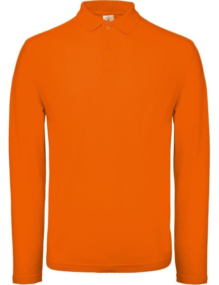 Pánské piqué polo s dlouhým rukávem - Orange S