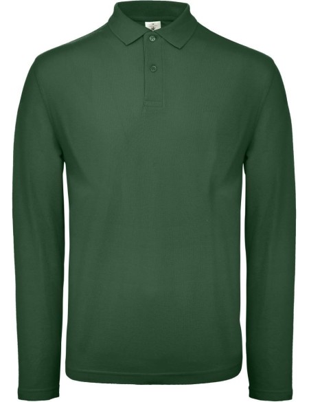 Pánské piqué polo s dlouhým rukávem - Bottle green XS