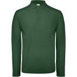 Pánské piqué polo s dlouhým rukávem - Bottle green L