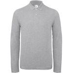 Pánské piqué polo s dlouhým rukávem - Heather grey M