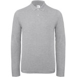 Pánské piqué polo s dlouhým rukávem - Heather grey 4XL